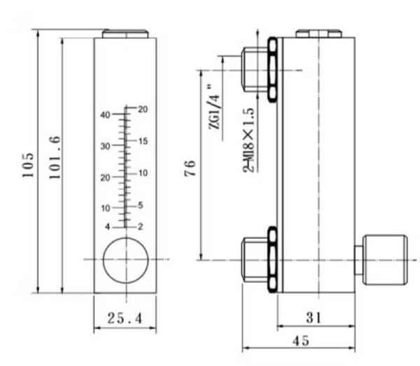 Gas Flow Meter ขนาด และ รูปร่าง